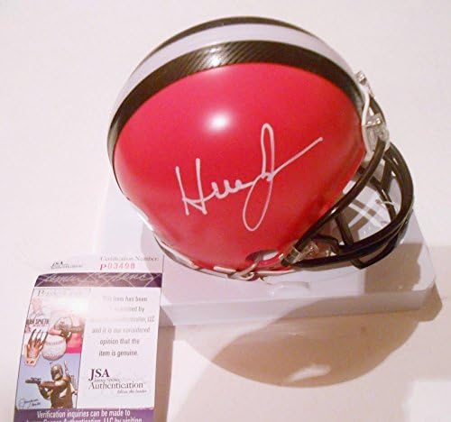 Hue Jackson assinou o Cleveland Browns Mini Football Cellet com JSA CoA P03498 - Mini Capacetes Autografados da NFL