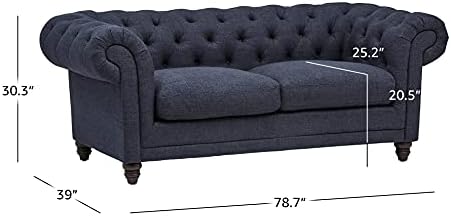 Brand - Stone & Beam Bradbury Chesterfield Tufted Loveseat Sofa Couch, 78,7 W, Marinha