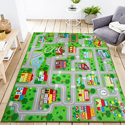 Yincimar Kids Carpet Playmat Play Play Rug City Life Traffic Road Kids Rug 5 'x 6'6 Grandes crianças Educacional e Game Area Rape