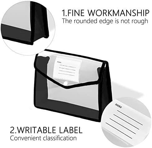 Pasta de arquivo em expansão de plástico Cloudia, envelopes transparentes com fechamento de snap, sem divisores, grande capacidade, letra de ajuste/tamanho A4