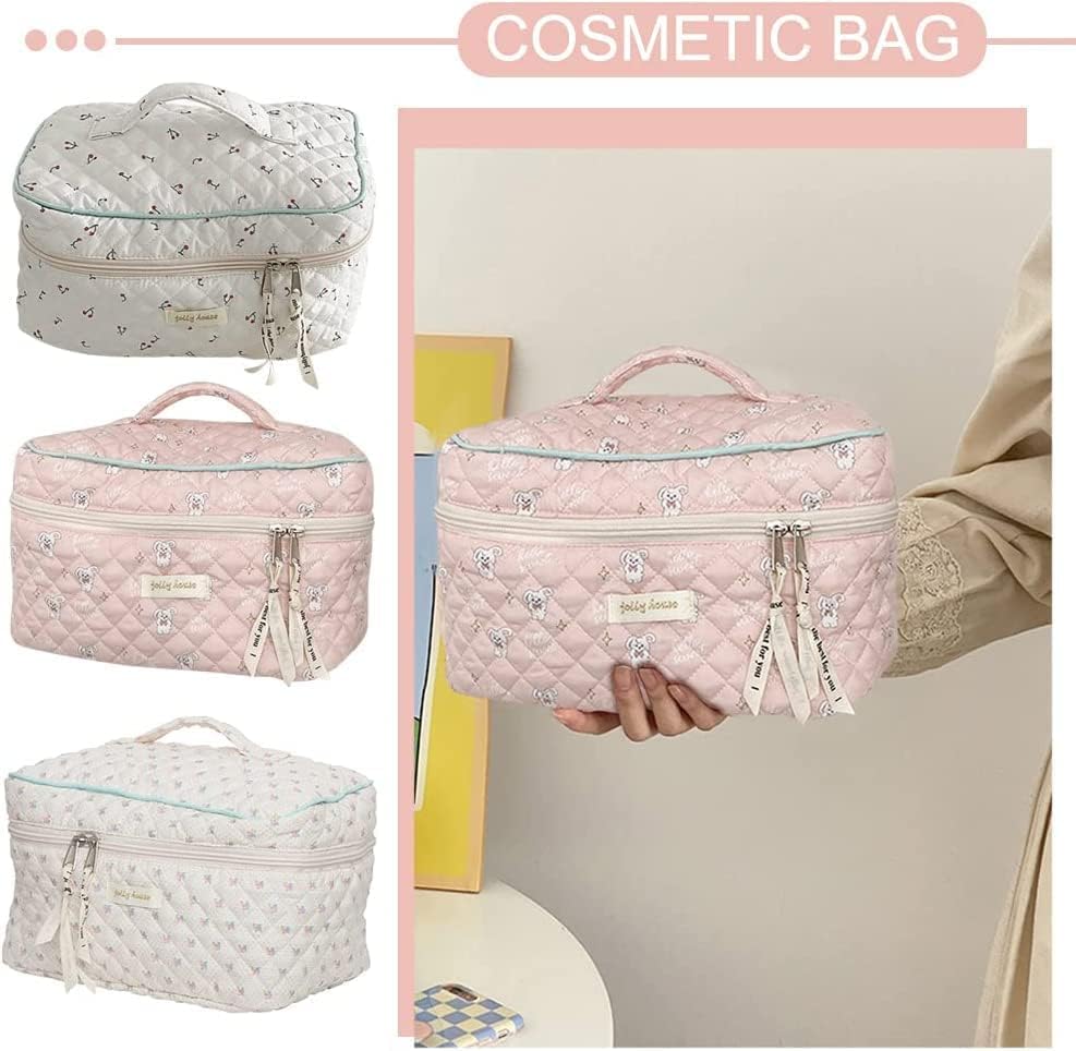 Bolsa de maquiagem de algodão floral ormein Bolsa de cosméticos de viagem grande bolsa de cosmética acolchoada bolsa estética