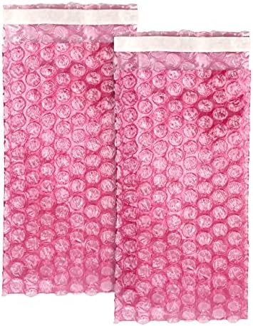 Sacos de bolha anti-estática APQ 4 x 7,5 polegadas, pacote de 25 bolsas de bolha de self-self de vedação rosa, sacos de bolha anti-estática