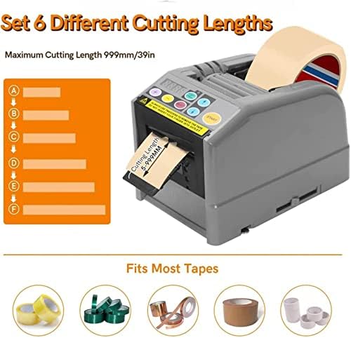 Seveez Auto Tape Dispenser Electric Tape Cutter, com modos manual e automático, cortando vários comprimentos de fita 5 mm - 999 mm,