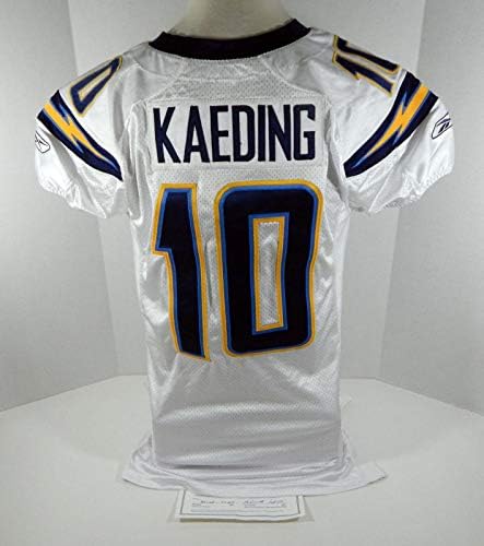 2007 San Diego Chargers Nate Kaeding #10 Game usou White Jersey DP05050 - Jerseys de jogo NFL não assinado usados