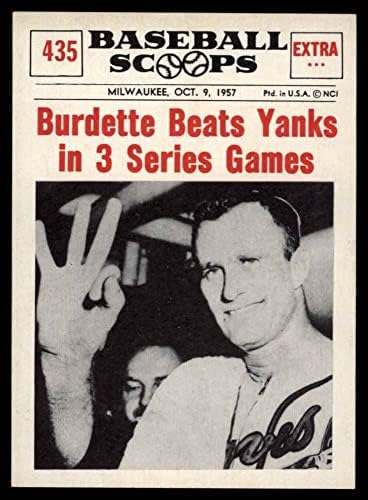 1961 NU-CARD SCOOPS 435 BATES YANKS em 3 jogos da série Lew Burdette Milwaukee Braves NM/MT Braves