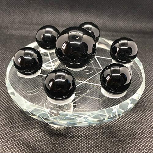 Heeqing AE216 1 Conjunto de obsidiana natural Bola sete Array Feng Shui Decoração da sorte Stand Stand Natural Stones and Minerals