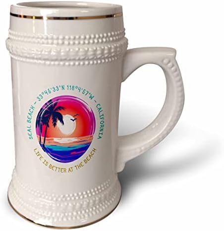 3drose Seal Beach, Califórnia. A vida é melhor nas viagens de praia. - 22 onças de caneca