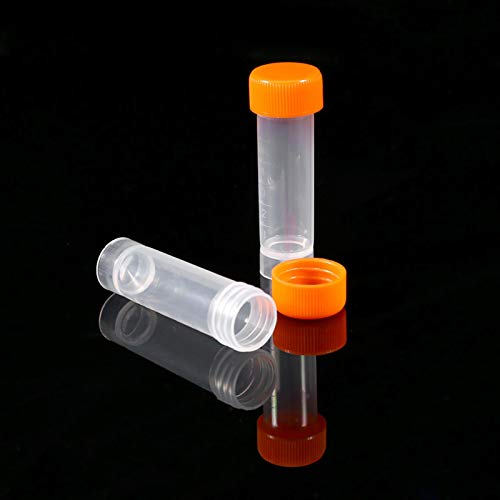 10 PCS Tubos de teste de plástico, 5 ml de teste de teste transparente com tampas para armazenamento de doces, partido, decoração,