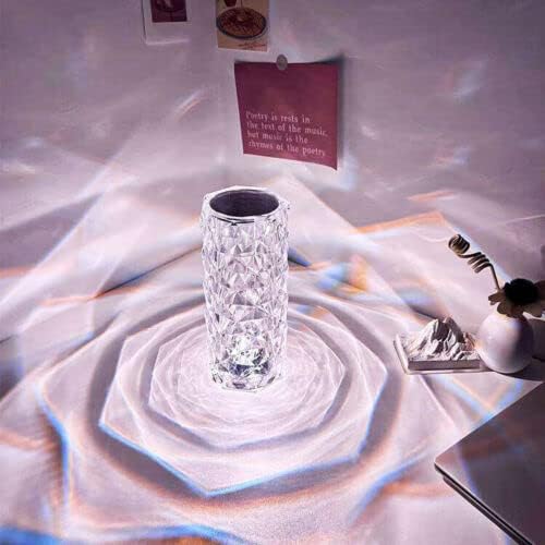 IMQSQIK Lâmpada de Crystal Touch, Lâmpadas de mesa de diamante USB Rose ， Luz noturna para quarto/sala de estar/jantar decoração luzes criativas, presente de inauguração de casa (Remote & Touch