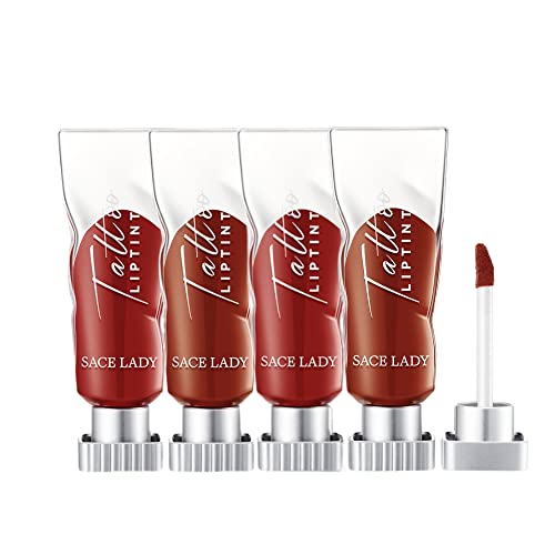 Sace Lady 4 Colors Lipstick Lipstick Conjunto, maquiagem de manchas de lábios pigmentados duradouros, cor de lábios à prova