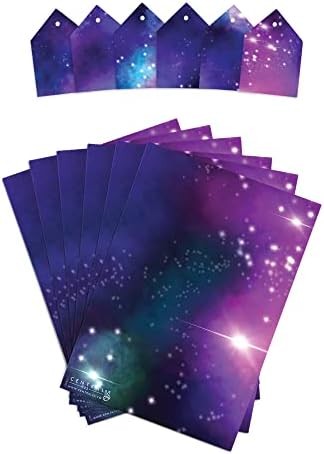 Papel de embrulho espacial Central 23 - 6 folhas de embrulho e tags de presentes - Galáxia roxa azul - Dreamy - Fun Birthday embrulhando papel para homens mulheres adultos - crianças meninos garotos embrulham papel - com adesivos