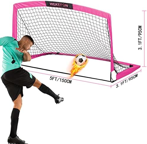 Wekefon Soccer Goal 5 'x 3,1' rede de futebol portátil com bolsa de transporte para jogos de quintal e treinamento para