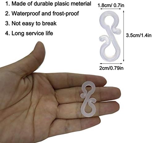 Seitop 50 pacote clipes de luz de natal, ganchos de calha para luzes externas plástico pendurado no lado de fora das luzes de corda