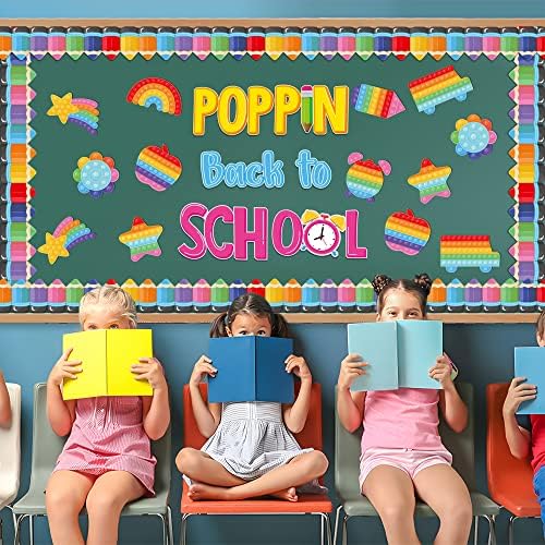 AGINCBERRY 82PCS POPPIN DE VOLTAR AO CONSELHO DE BOLETIM DE SALA DE CLASSE, recorte de brinquedos de inquietação