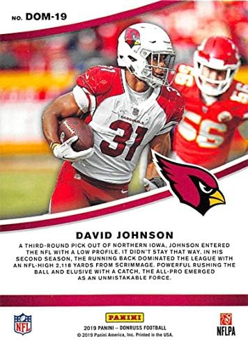 2019 Donruss Dominators Football 19 David Johnson Arizona Cardinals NFL Cartão NFL de Panini America