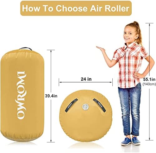 Cano de rolo de ar ginástica, treinador inflável de backbend de copo de ar -ar de ar com bomba de ar elétrica de rolo de