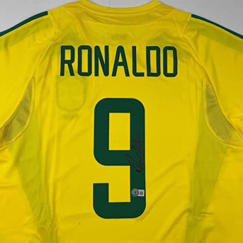 Autografado/assinado Ronaldo Nazario Brasil Amarelo Jersey Beckett Bas Coa