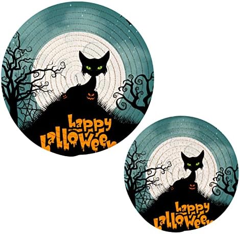Trivets de árvore da lua de halloween de gato de terror para countadores de maconha de pratos quentes conjunto de