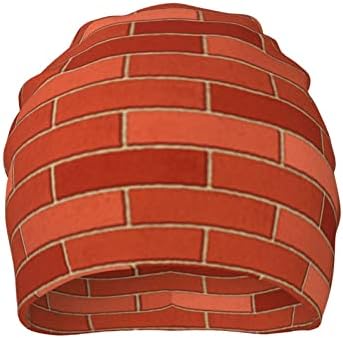 Elbull Red Brick Parede Textura Impressão Mola e outono Chapéus quentes ao ar livre Motivos suaves e desleixados
