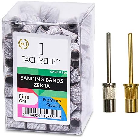 Tachibelle Premium Made in Amera Quality Professional Unhing Sanding Bands Zebra Fine Grit Arquivo + Free 2 Mandrel