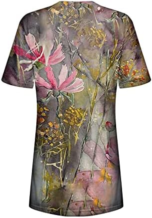 Camisetas gráficas femininas zefotim, flores de verão de verão camisetas de impressão de corda