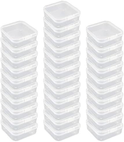 LJY 48 peças Mini recipientes de armazenamento de plástico transparente Caixa de caixa com tampas para itens pequenos e outros