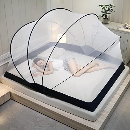 Rede de mosquito dobrável, barraca de rede de mosquito respirável, tela de malha de mosquito durável para o pátio de cama para adultos viajando