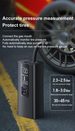 Bomba de ar de carro/moto/moto/basquete/bicicleta, inflador de pneu compressor de ar portátil de 150psi com medidor digital, luz de emergência LED, predefinição de pressão e monitoramento