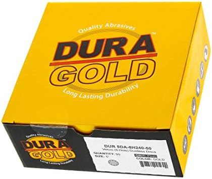 DURA -GOLD 5 DISCOS DE LIDADE DE OURO - 240 GRIT & 5 GOOD & LOOP DA PLACA DE ALTA PLACA, PADRÃO DE 8 FUROS