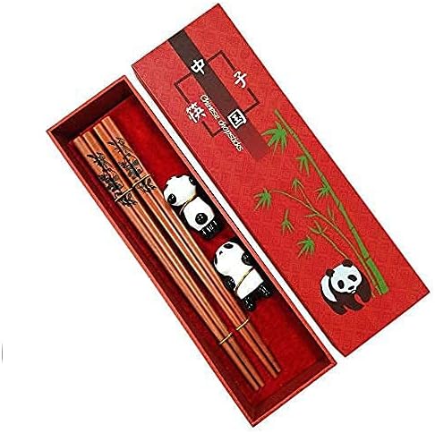 Pauzinhos de panda fofos, pauzinhos de mhkbd com pauzinhos de madeira reutilizáveis ​​com estojos com um presente de panda fofo para