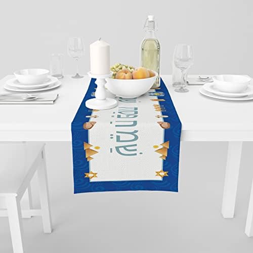 Happy Passover Table Runner, Jewish Pesach Spring Kitchen Dining Table Decoration for Outdoor Indoor Party Decor turlap 12x72inch