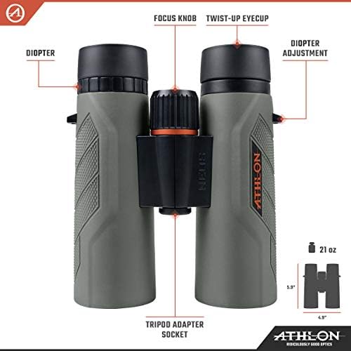 Athlon Optics 10x42 Neos G2 Binóculos HD com alívio para adultos e crianças, binóculos de alta potência para caça, observação de pássaros e muito mais