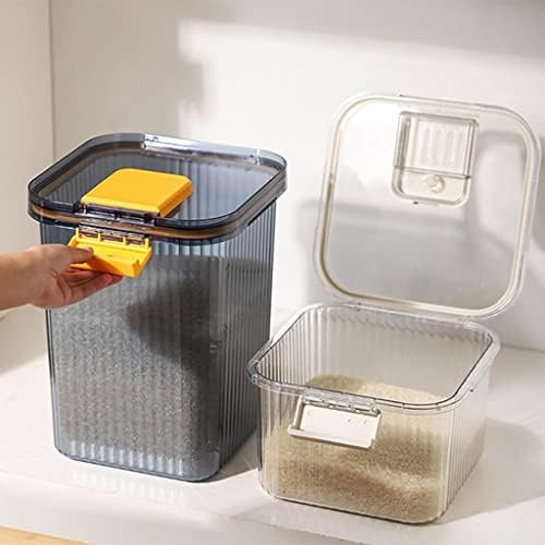 Dispensador de cereais, recipiente de alimentos secos transparentes com tampa, armazenamento de arroz com copo medidor, para armazenamento