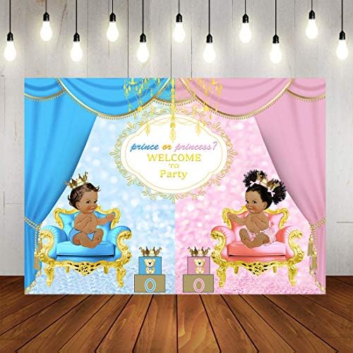 7x5 pés príncipe ou princesa royal gênero revelar cenários de festa para fotografia unissex chá de bebê rosa ou azul banner decoração