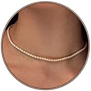 Colar de tênis Zeffy para mulheres, colares de gargantilha de strass de 18k Gold/prata