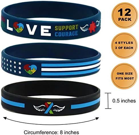 Bracelets de autismo de 12 pacotes para o autismo para conscientização e aceitação do autismo - Bandas de pulseiras de joalheria para homens para homens meninos meninas meninas