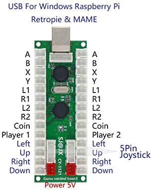 SJ@JX Arcade Game 2 Player Controller DIY Botões com o logotipo Coin X Y Start Selecione o codificador USB Joystick