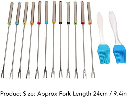 12pcs Fndue Forks, palitos de fondue de aço inoxidável, bastões de carne de 24 cm com alça resistente ao calor para queijo chocolate