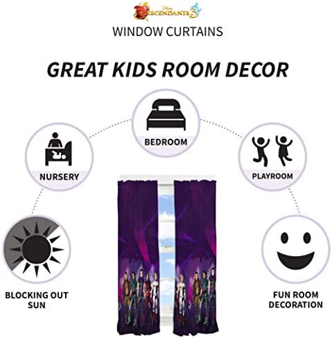 Franco Kids Window Curtain Painels conjunto de cortinas, 82 em x 63 pol. Descendentes da Disney 3