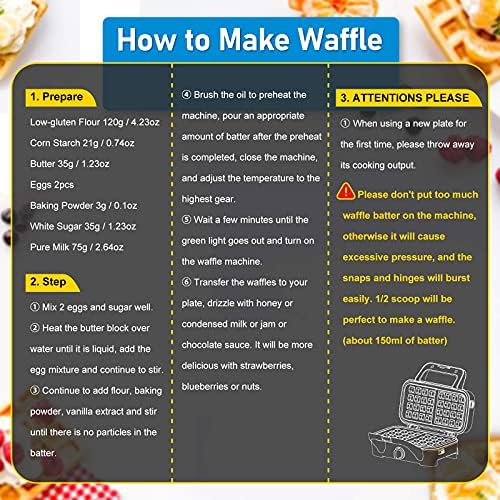 Metine Waffle Mankers, 3 em 1 Waffle Iron Panini Press Sandwich Maker com placas removíveis, controle de temperatura