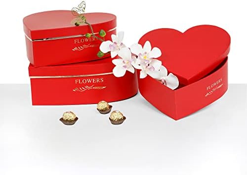 Conjunto unikpackaging de 3, caixas de flor/presente em forma de coração