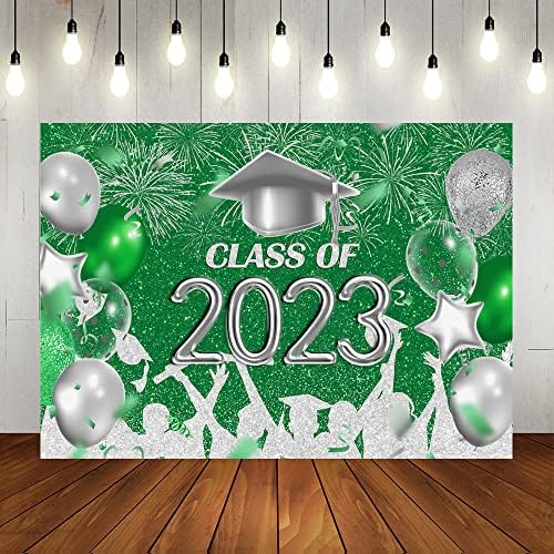 Lofaris Lofaris Classe de 2023 pano de fundo fotografia verde e prata parabéns graduação tampa de fundo celebração de