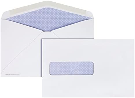 Envelopes de segurança do parque de qualidade, 1 janela, taxa de carta de economia postagem com capacidade de carta de carta plana, 6 x 9 1/2 polegadas, 28 lb branco, 500/caixa