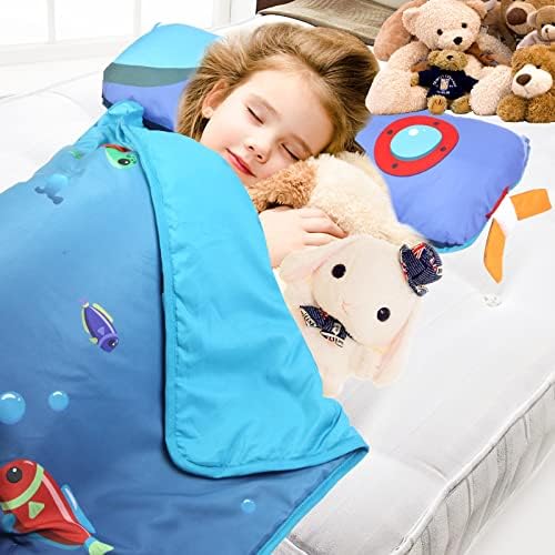 Lyercw Blue Submarine Submarine Capnela de soneca, Saco de dormir para crianças com cobertor e travesseiro, cama de