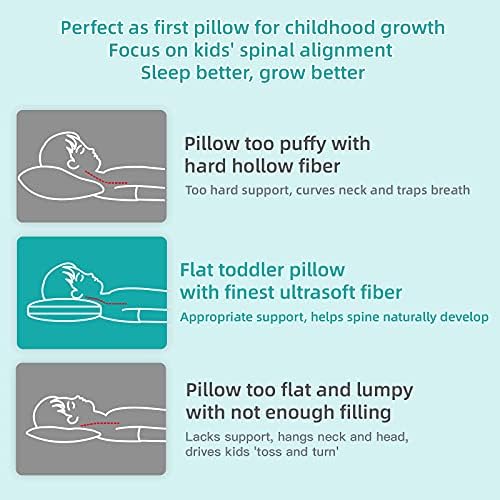 Moonlightfamily Toddler travesseiro, 16x22, travesseiros jovens para dormir lateral e costas, seguro e ideal para passeios
