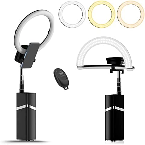 Luz de anel portátil, bateria de 4000mAh sem fio sem fio, luz de anel de 10 , luz dobrável do anel de viagem, suporte para tripé