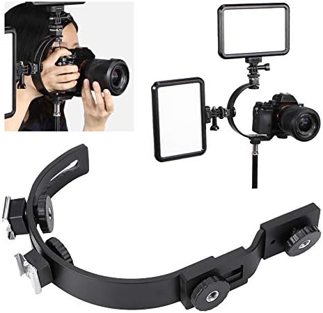 Suporte de flash de câmera dupla, suporte de sapato flash, cshape para câmera DSLR DV 5.98 * 4,02 * 1.10 polegadas de câmera de câmera