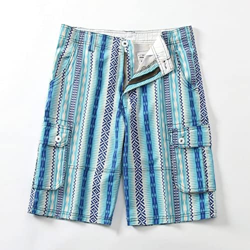 Miashui LP812 Men Casual Impresso Verão Mid da cintura Shorts de carga solta com bolsos múltiplos calças de trabalho masculinas