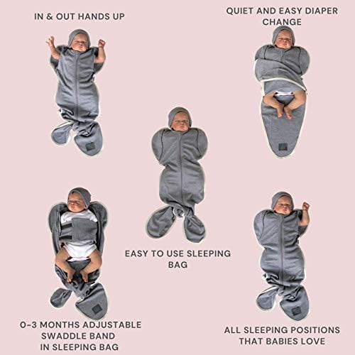 Lufa Sling Baby Swaddle, recém -nascido a 6 meses bebês,%100 algodão, fácil de usar com zíper, chapéu é presente, saco de sono, unissex, braços livres e fora de transiton