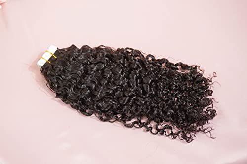 Fita de onda curta e curiosa invisível em extensões de cabelo Remy de cabelo preto natural 20pcs 50g 3c Curls irregulares